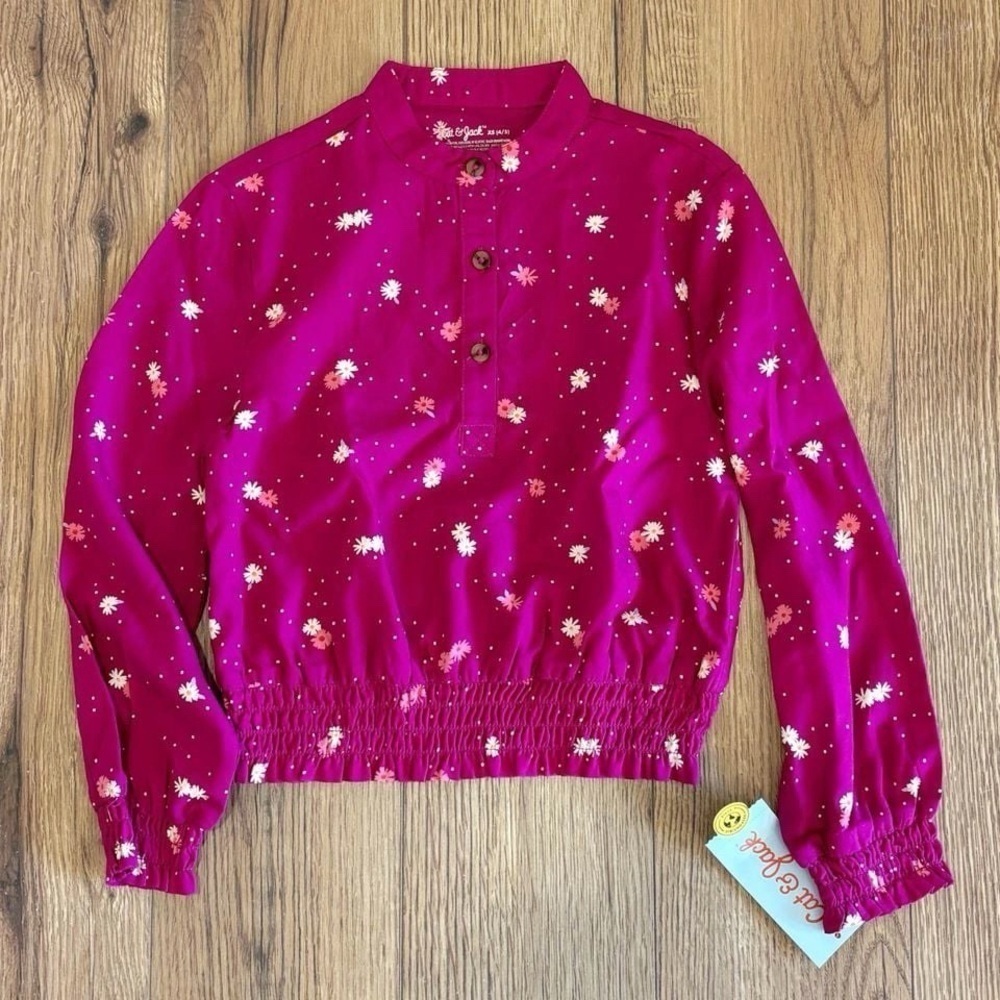 NWT Cat & Jack Purple Floral Blouse Toddler Girl Size 4/5 XS